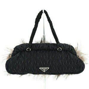 Prada handbag chain shoulder strap fur black One Shoulder Hobo bag